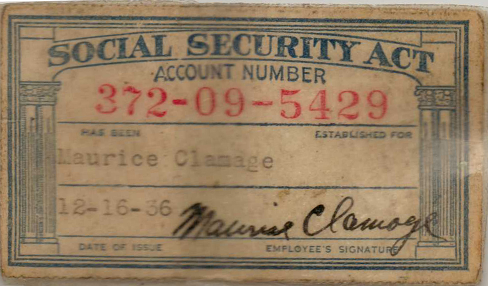 Maurice's Social Security Card